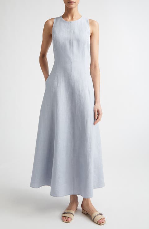 Sleeveless Linen Midi Dress