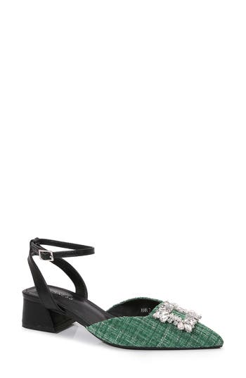 Shop Berness Ann Crystal Frame Pump In Green