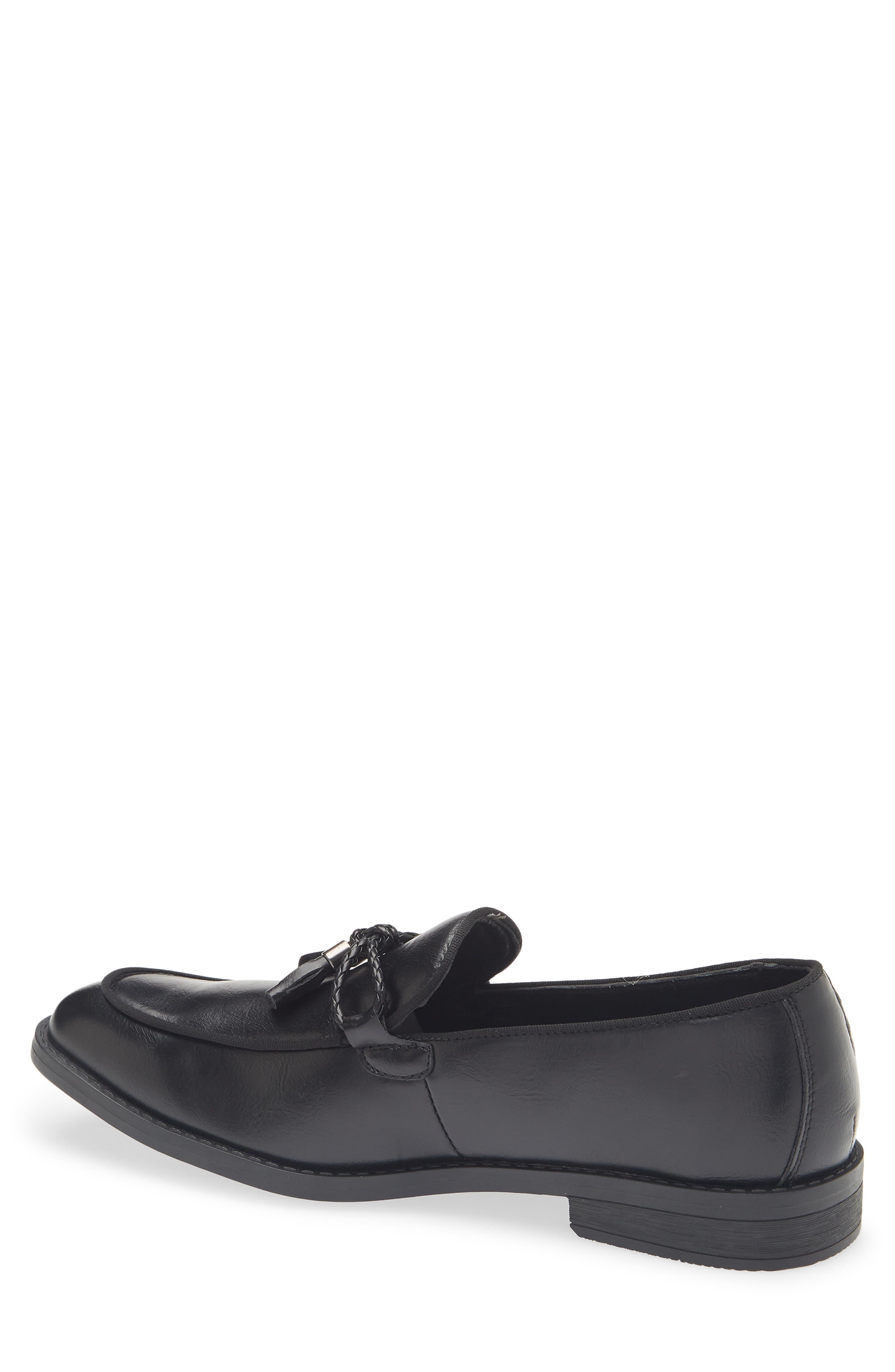 GEOFFREY BEENE Tassel Faux Leather Loafer, Alternate, color, Black