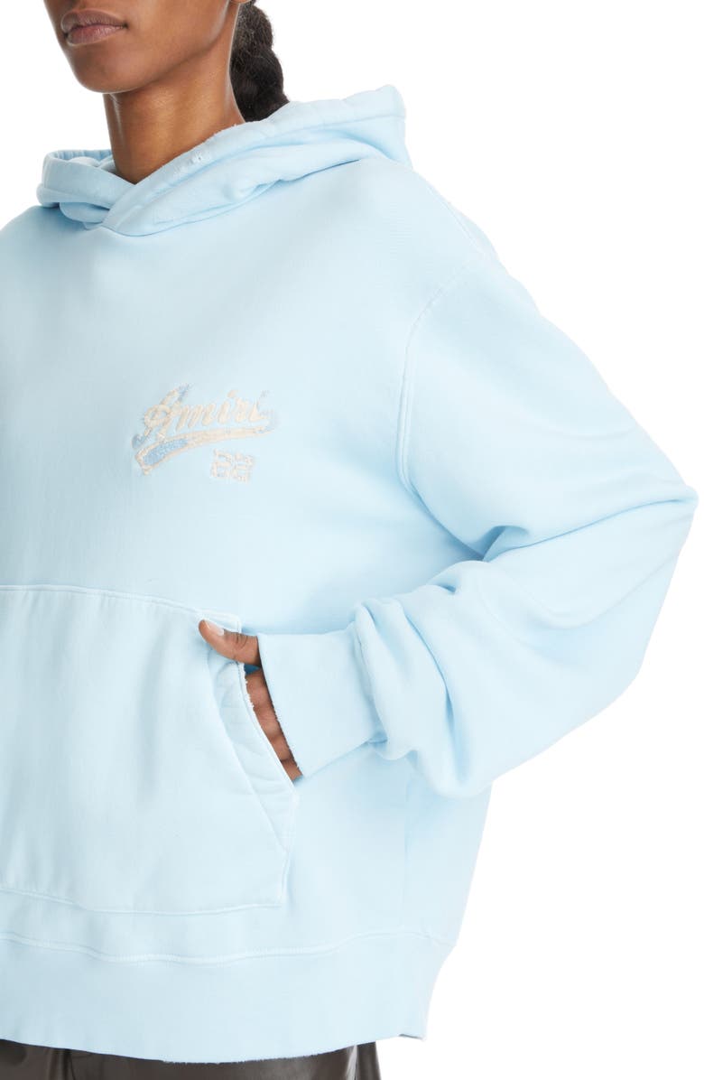 AMIRI 22 Distressed Logo Cotton Jersey Hoodie, Alternate, color,