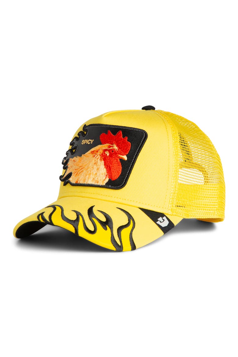 Spice Flames Patch Snapback Trucker Hat, Main, color, BEAM