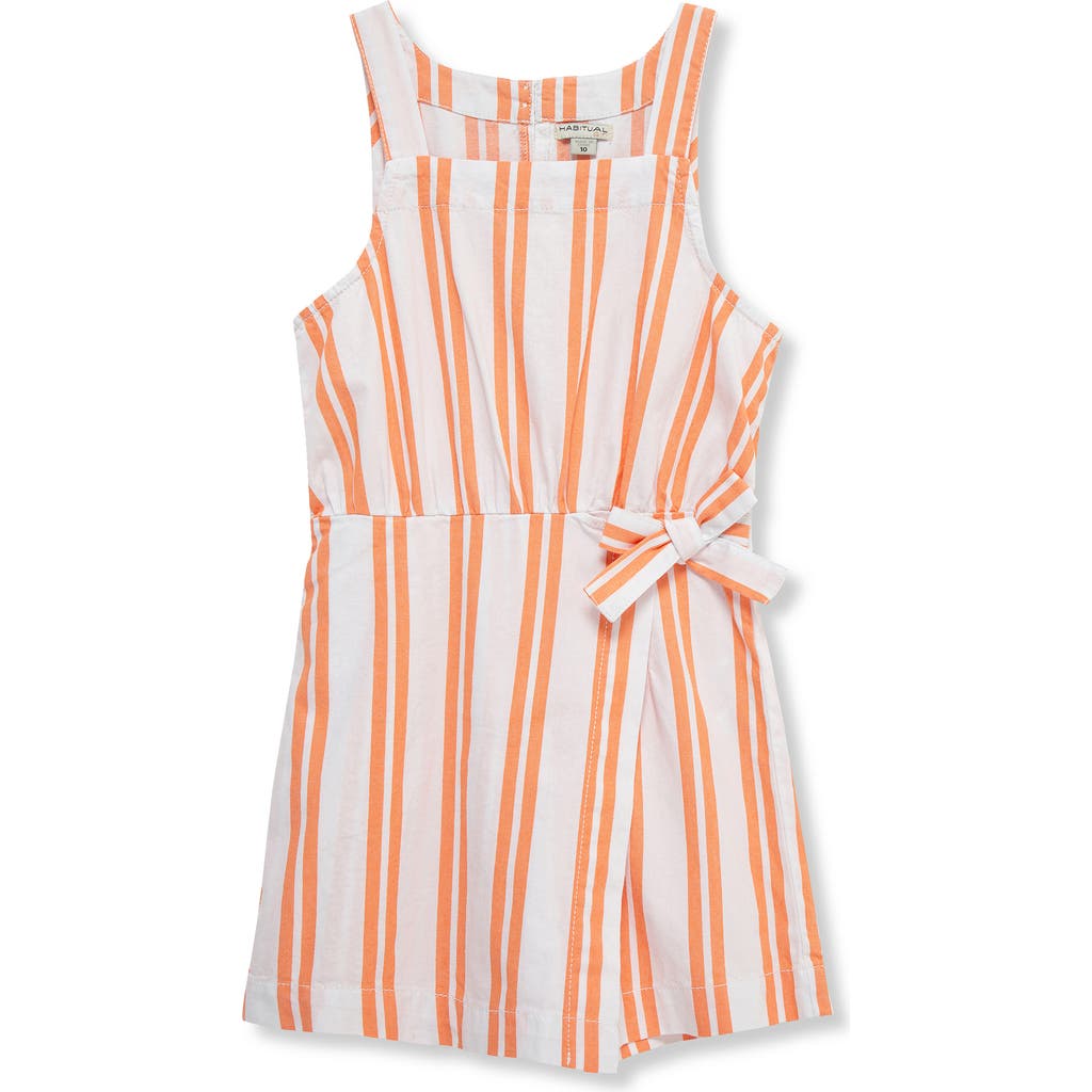 Habitual Kids Kids' Stripe Cotton Faux Wrap Romper In Multi