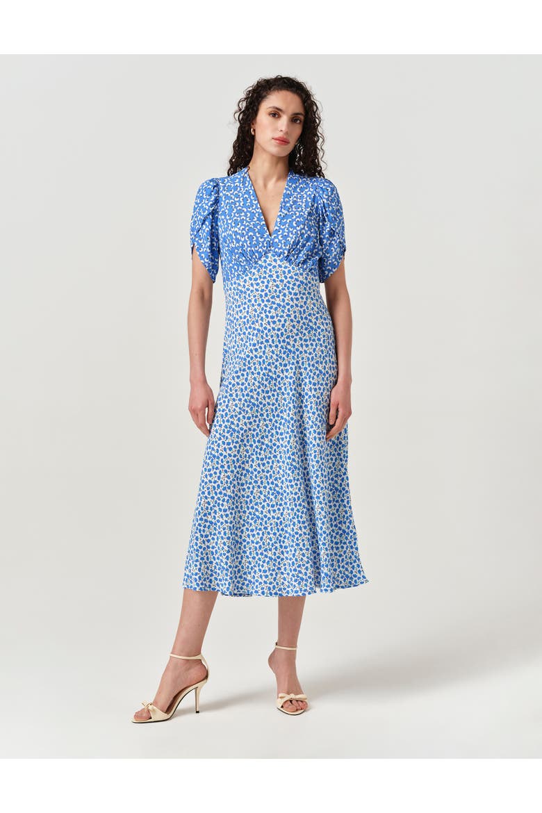 floral crepe midi dress RIXO Mireta Crepe Midi Dres Cara Floral Cream
