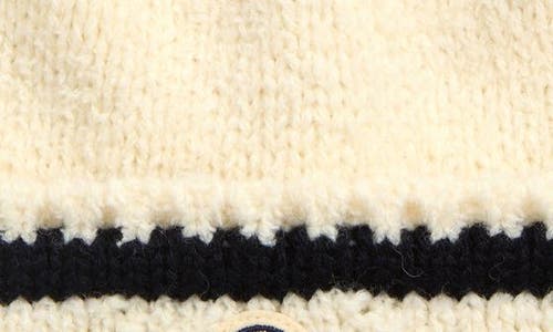 Moncler Logo Stripe Cuff Virgin Wool Blend Beanie