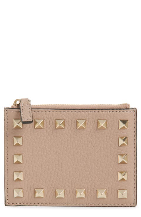 Rockstud Leather Coin Card Case