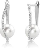 The Pearl Source Freshwater Pearl & Diamond Eliza Earrings