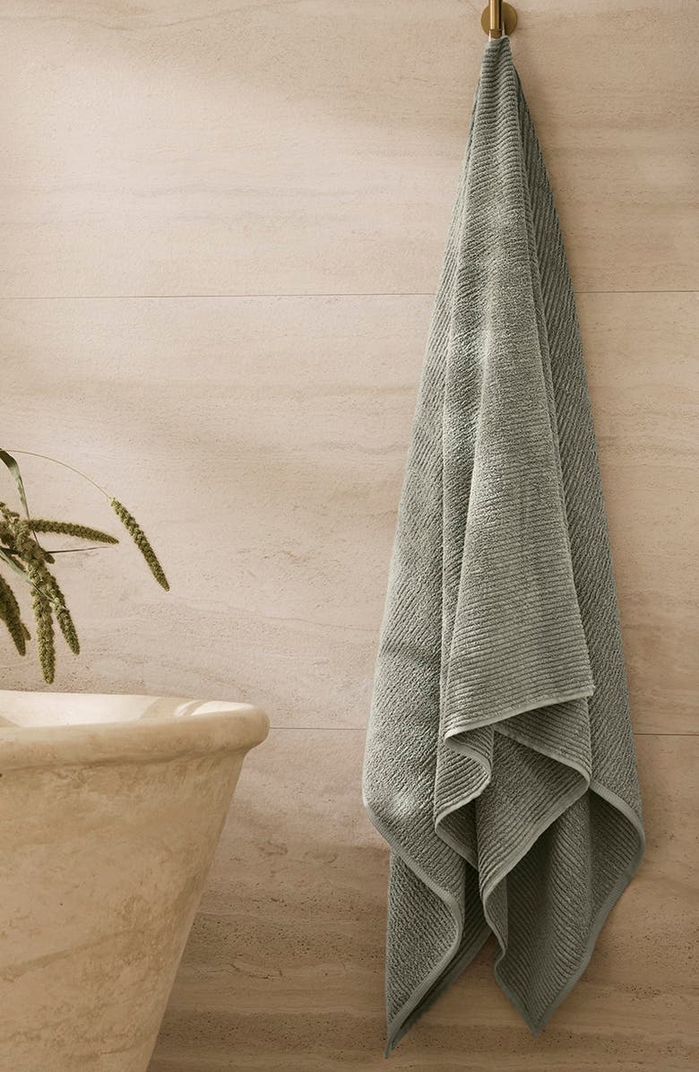 Boll & Branch Turkish Rib Bath Sheet, Alternate, color, Sageleaf