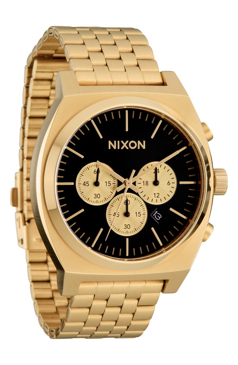 Nixon Time Teller Chronograph Bracelet Watch, 40mm, Main, color, Gold / Black / Gold