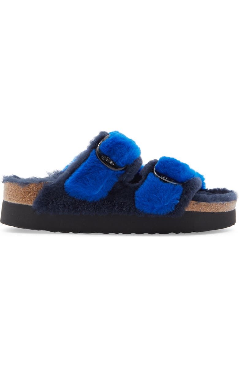 Birkenstock Papillio by Birkenstock Arizona Big Buckle Genuine Shearling Slide Sandal, Alternate, color, Midnight/ Ultra Blue
