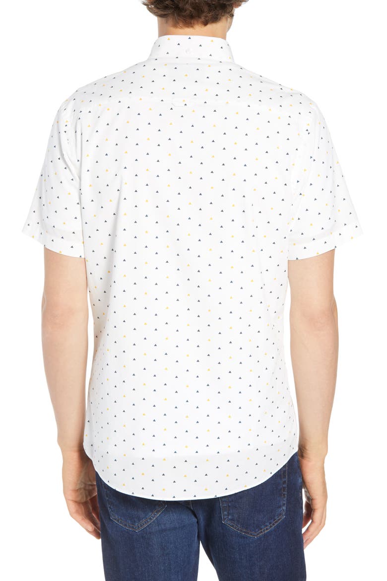 Ivy Trim Fit Triangle Print Sport Shirt, Alternate, color, WHITE BLUE YELLOW TRIANGLES