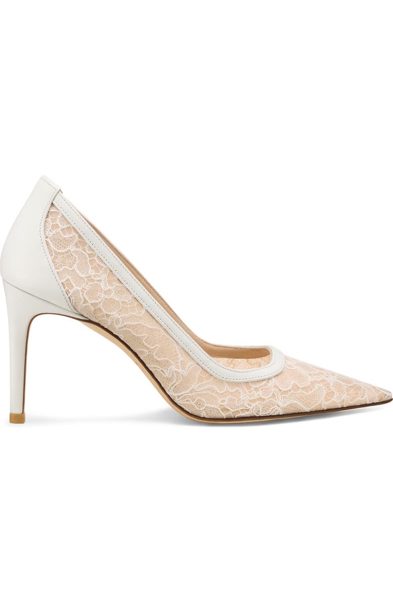 Stuart Weitzman Stuart Power 85 Lace Pointed Toe Pump, Alternate, color,