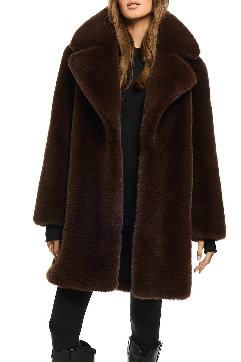 Marla Faux Fur Coat, Main, color, BROWN