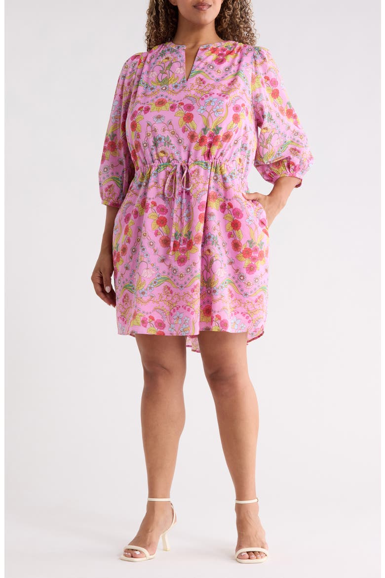 Ramsie Floral Print Minidress, Main, color, CREAM-PINK-MUL