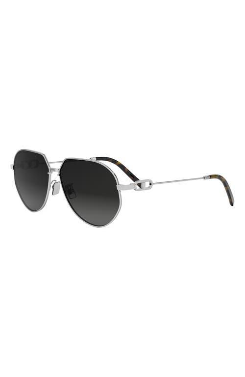 Dior Cd Link A1u 61mm Pilot Sunglasses In Metallic
