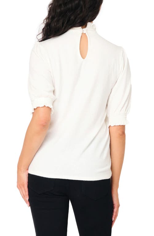 Gibsonlook Ruffle Mock Neck Puff Sleeve Sweater In Ivory