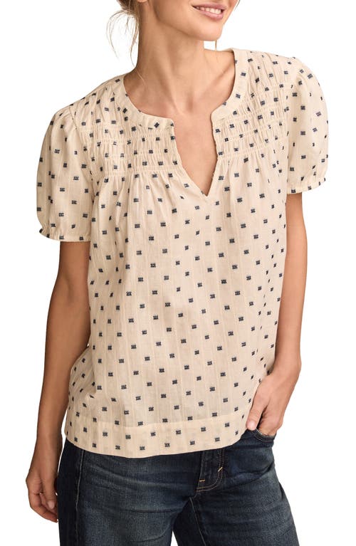 Lucky Brand Clip Jacquard Puff Sleeve Top In Multi
