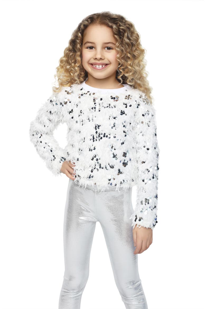 Kids' Glitter Leggings, Alternate, color, SILVER