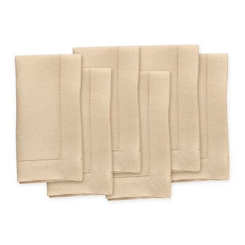 Linen Dinner Napkins Set of 6, 20 x 20" - Classic Hemstitch