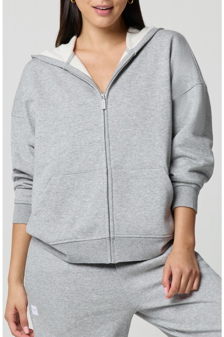 Cozy Crush Forever Embroidered Oversize Graphic Zip Hoodie, Main, color, HEATHER GREY CHERRY