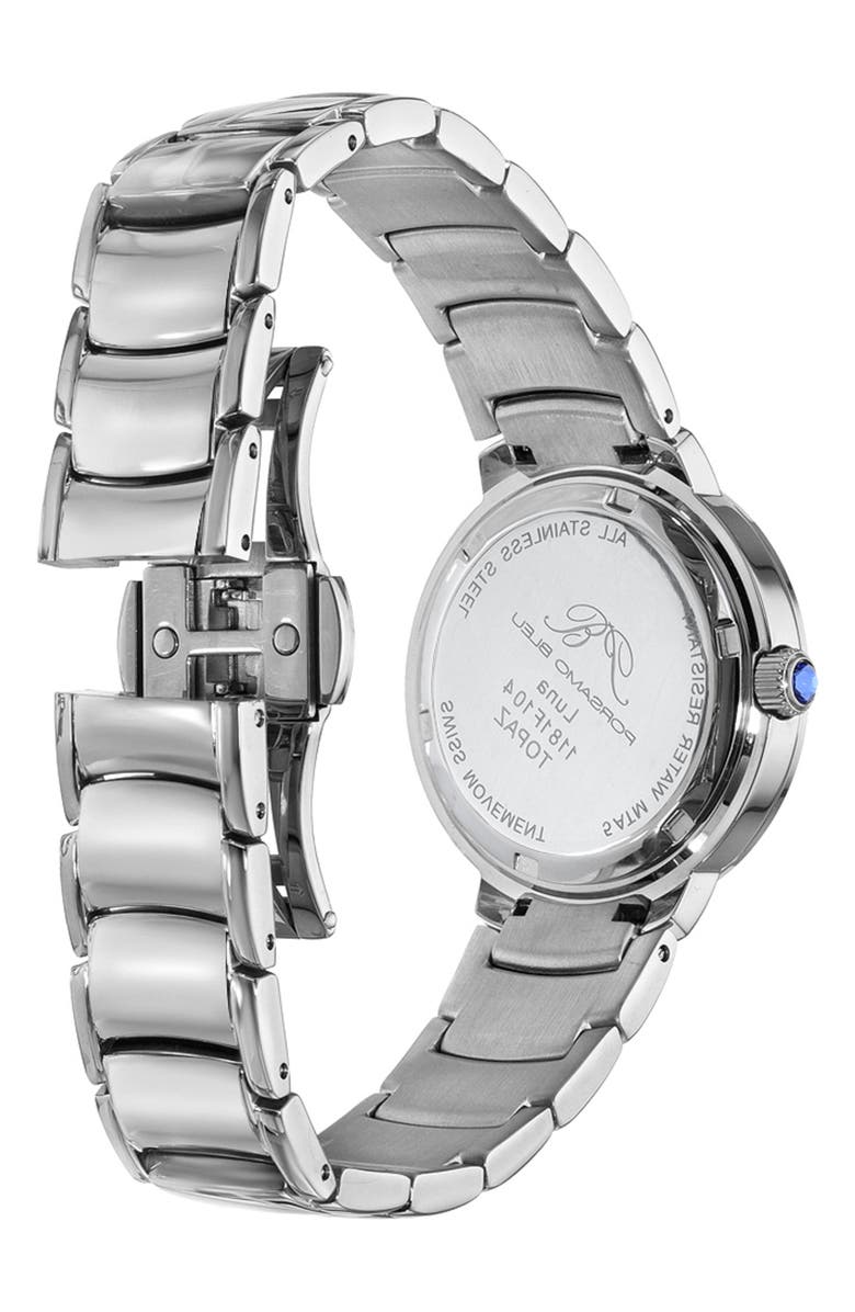 PORSAMO BLEU Luna White Topaz Bracelet Watch, 34mm, Alternate, color, Silver & Blue