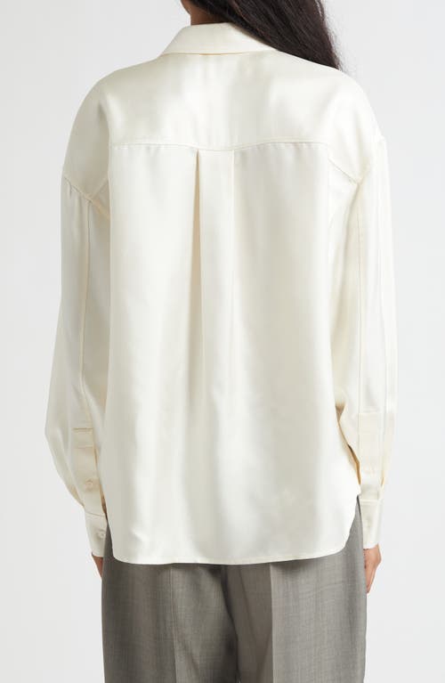 Alexander Wang Slashed Sleeve Satin Button-up Shirt In White
