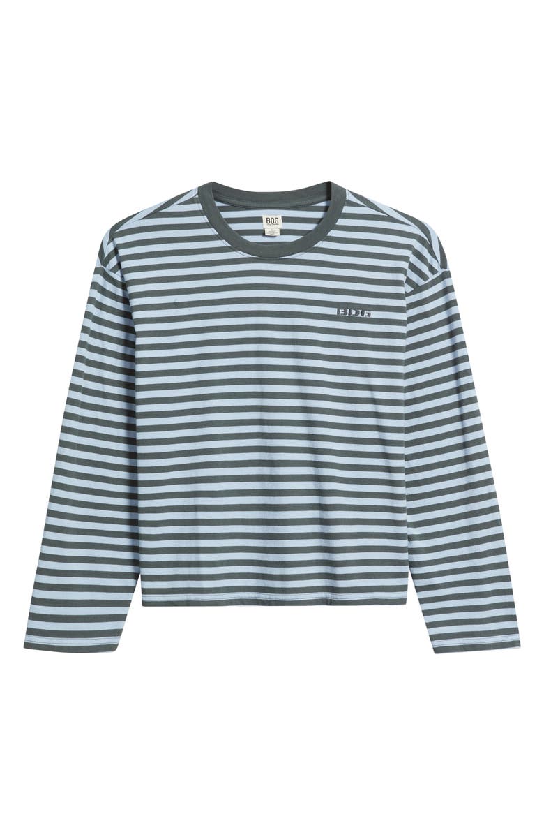 BDG Urban Outfitters Stripe Long Sleeve Boxy Cotton Top, Main, color, Blue Stripe