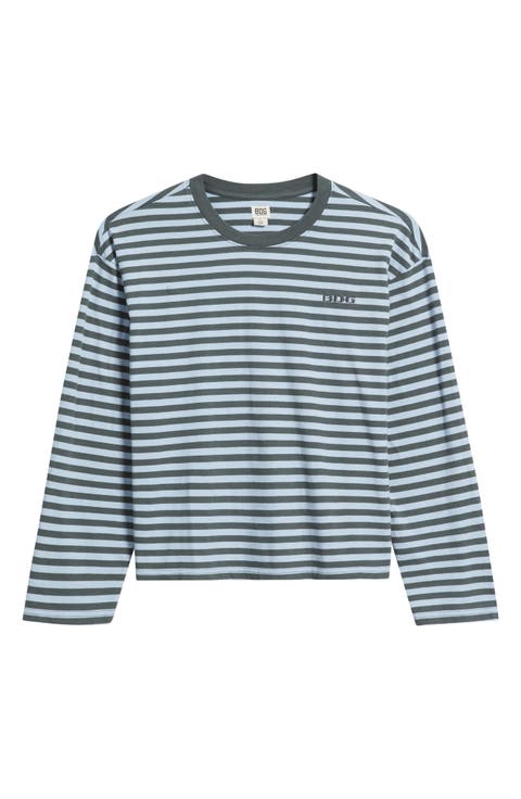 Stripe Long Sleeve Boxy Cotton Top