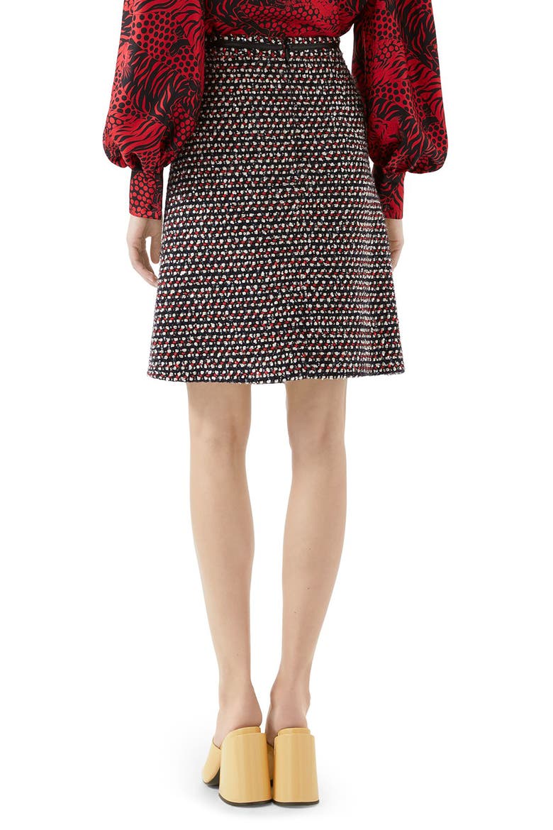 Sequin Tweed Miniskirt, Alternate, color, BLACK