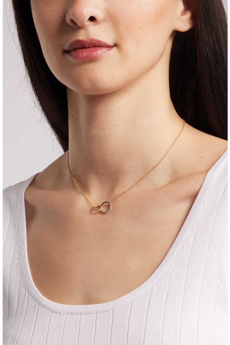 Infinity Link Short Necklace, Alternate, color, CLEAR- GOLD- SILVER