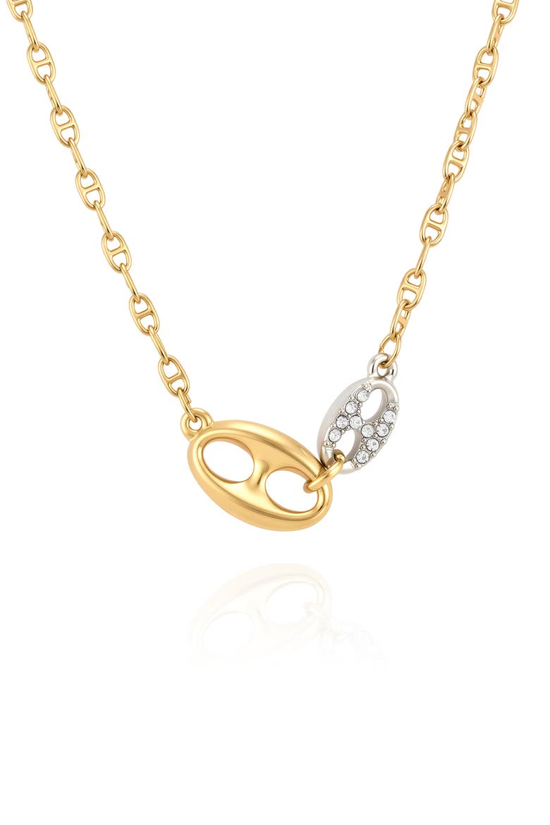 Two Tone Half Moon Necklace, Alternate, color, GOLD
