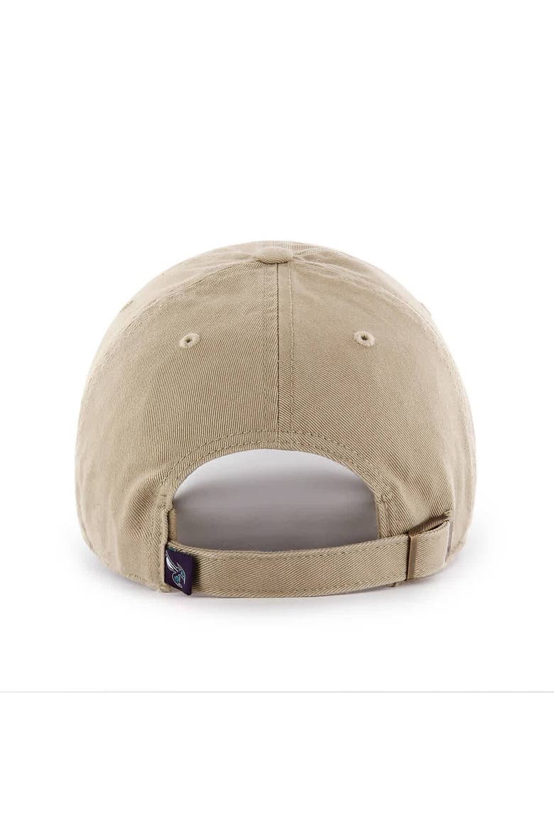 Men's '47  Khaki Charlotte Hornets Logo Clean Up Adjustable Hat, Alternate, color, Khaki