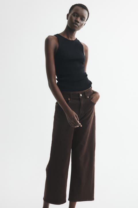 Wide High Waist Ankle Jeans