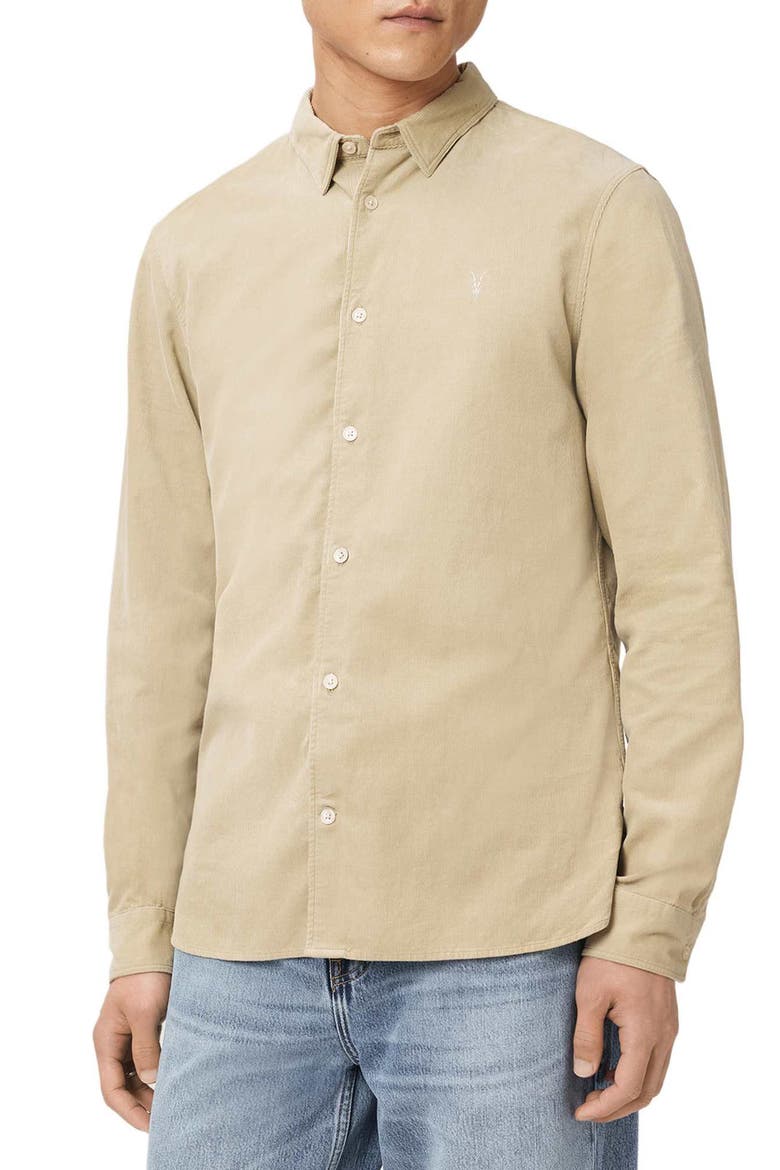 Birchwood Fine Wale Corduroy Button-Up Shirt, Alternate, color, CORD BROWN