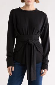 GO COUTURE Faux Tie Wrap Sweater