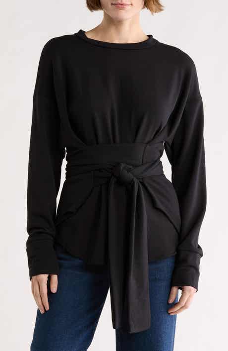 GO COUTURE Faux Tie Wrap Sweater