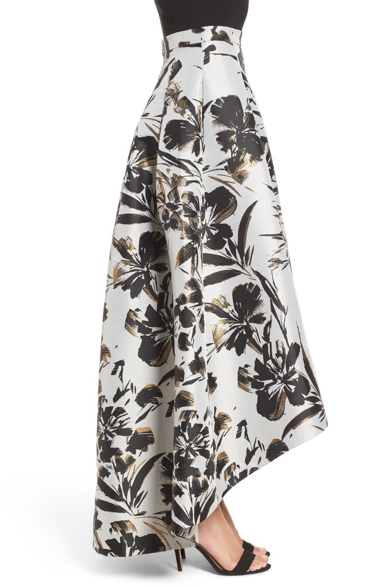 Eliza J Metallic Floral High/Low Skirt, Alternate, color, 