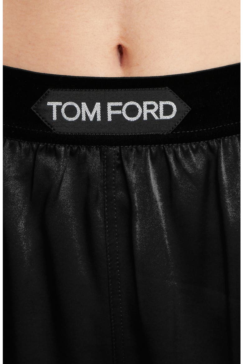 Stretch Silk Satin Pajama Shorts, Alternate, color, LB999 BLACK