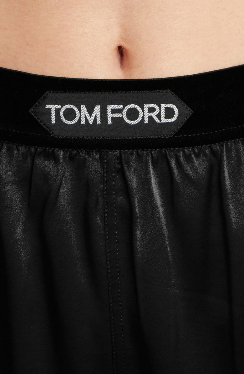 TOM FORD Stretch Silk Satin Pajama Shorts, Alternate, color, Lb999 Black