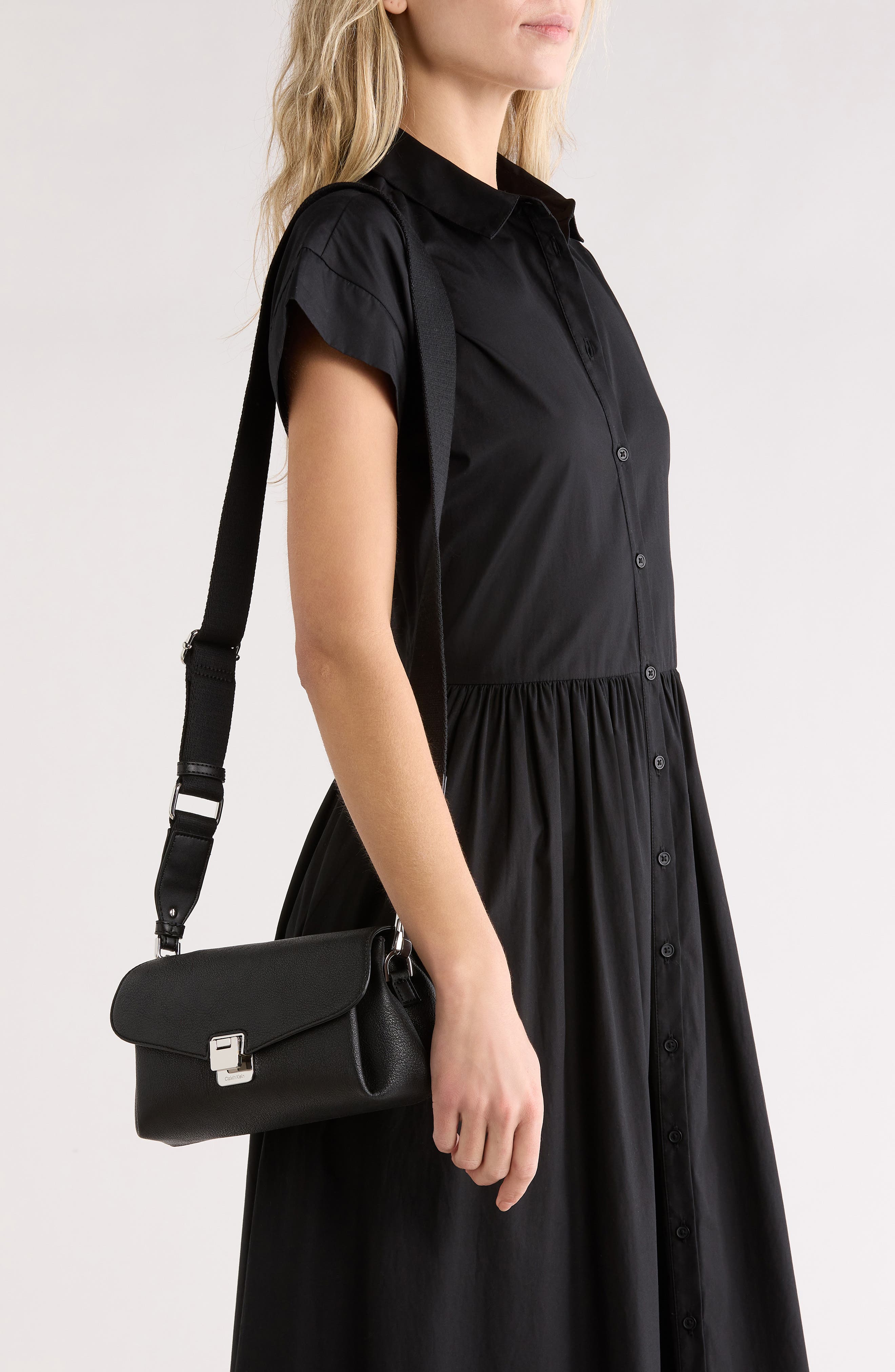 Calvin Klein Kala Crossbody Bag, Alternate, color, Black/ Silver