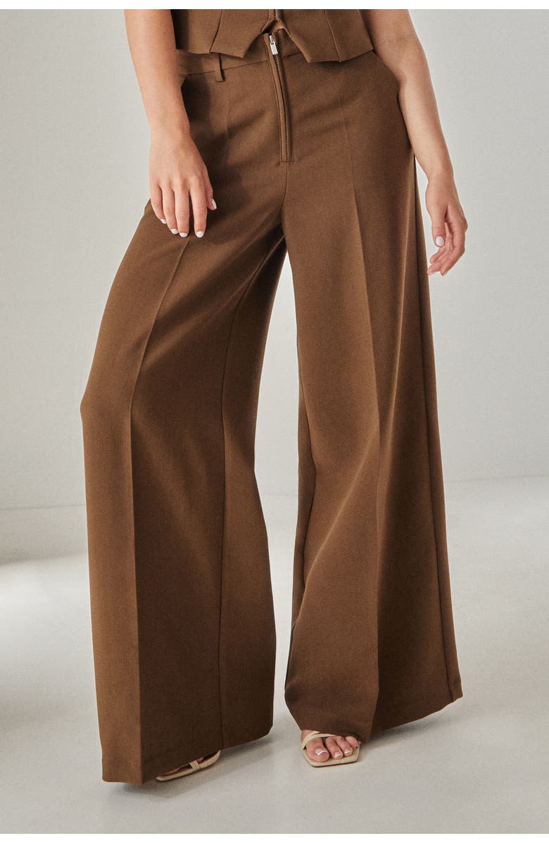 NASTY GAL Tailored Zip Front Wide Leg Pants, Main, color, 