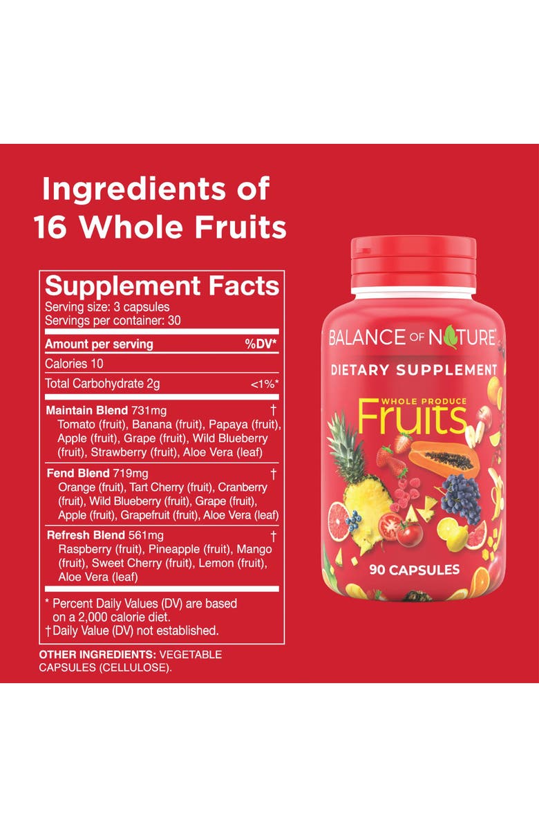 Balance of Nature Whole Fruit Blend Dietary Supplement Capsules, Alternate, color, NO COLOR