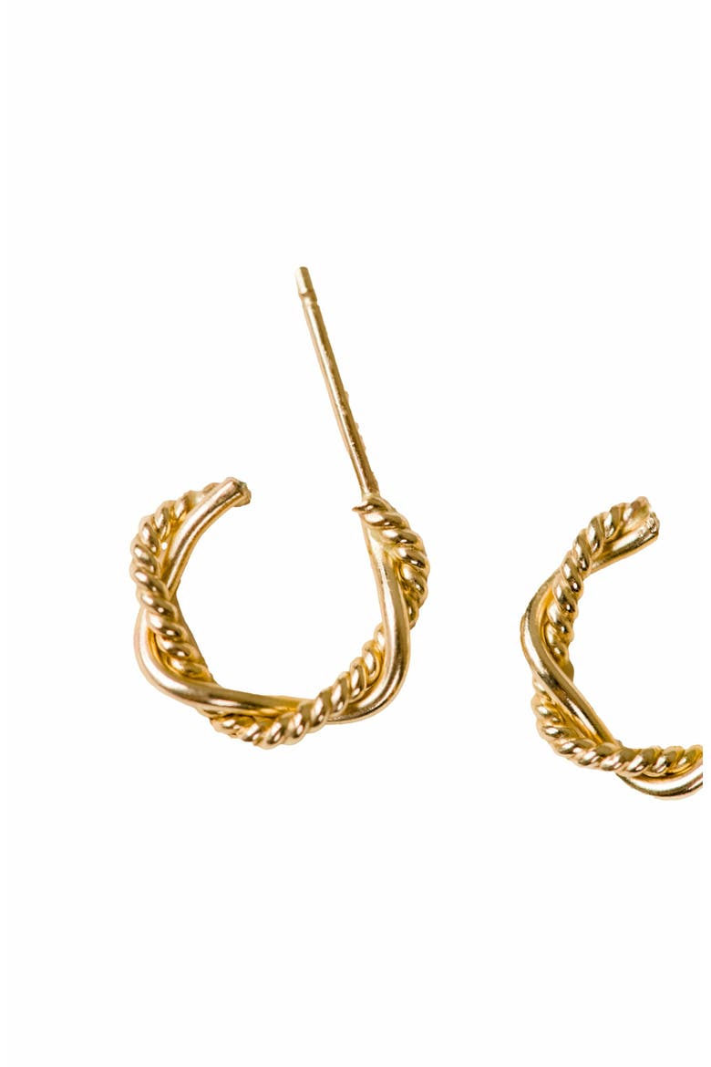Braided Mini Hoops, Main, color, Gold-filled