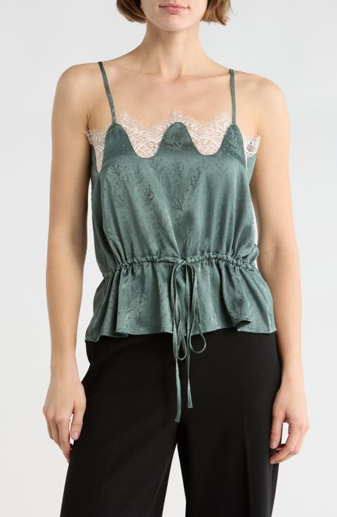 Scalloped Lace Trim Satin Camisole