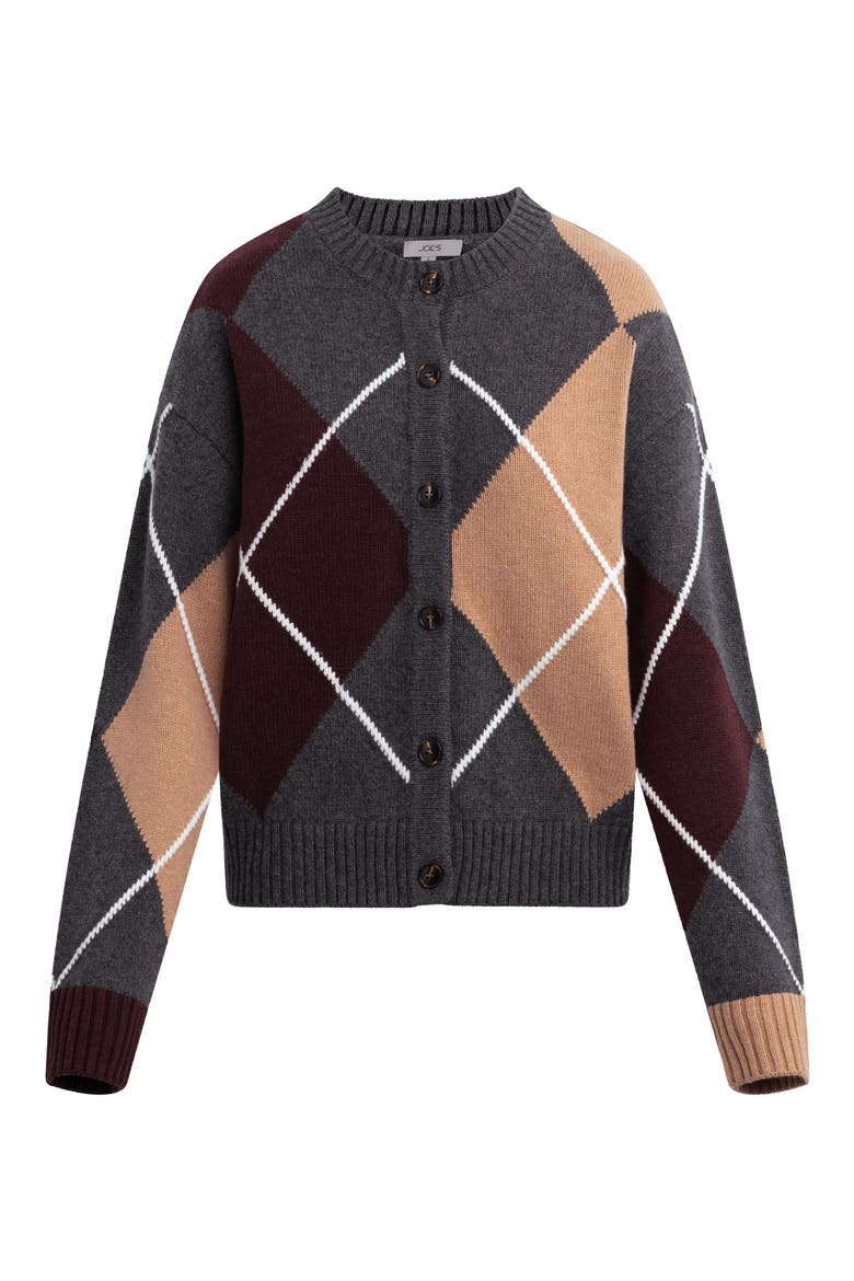 Relaxed Fit Argyle Cardigan, Alternate, color, CHARCOAL ARGYLE