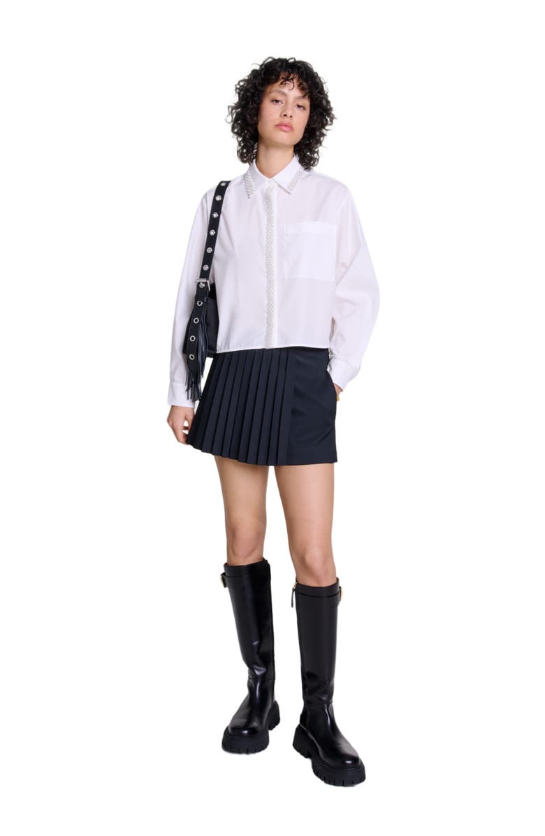 maje Beaded cropped shirt, Main, color, 