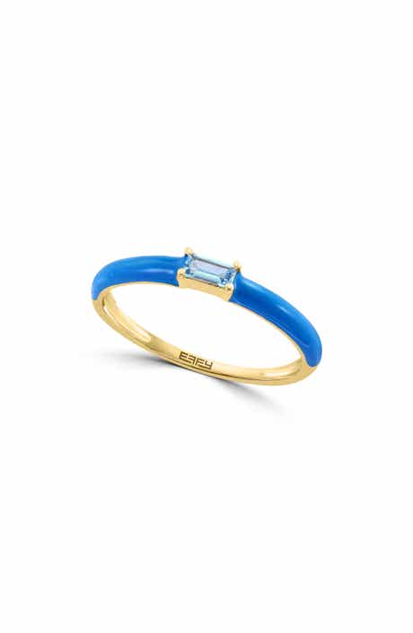 EFFY 14K Yellow Gold & Enamel Blue Topaz Stackable Ring