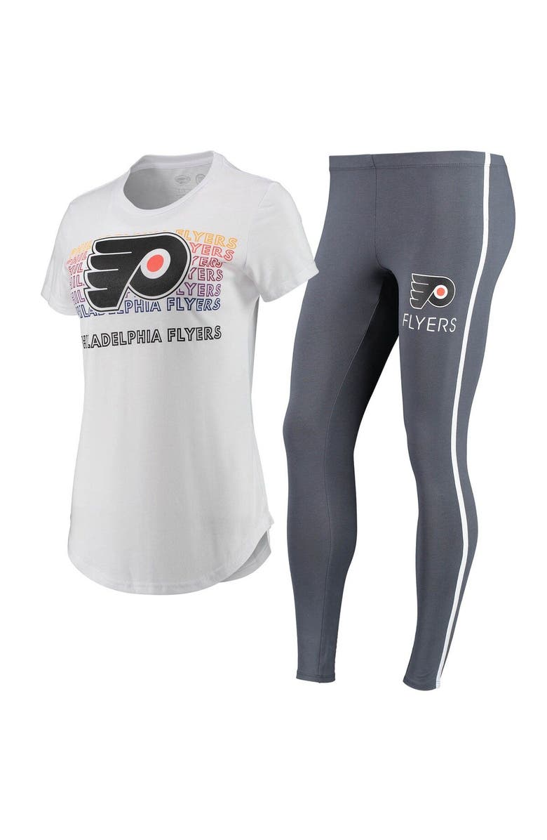CONCEPTS SPORT Women's Concepts Sport White/Charcoal Philadelphia Flyers Sonata T-Shirt & Leggings Set, Main, color, White