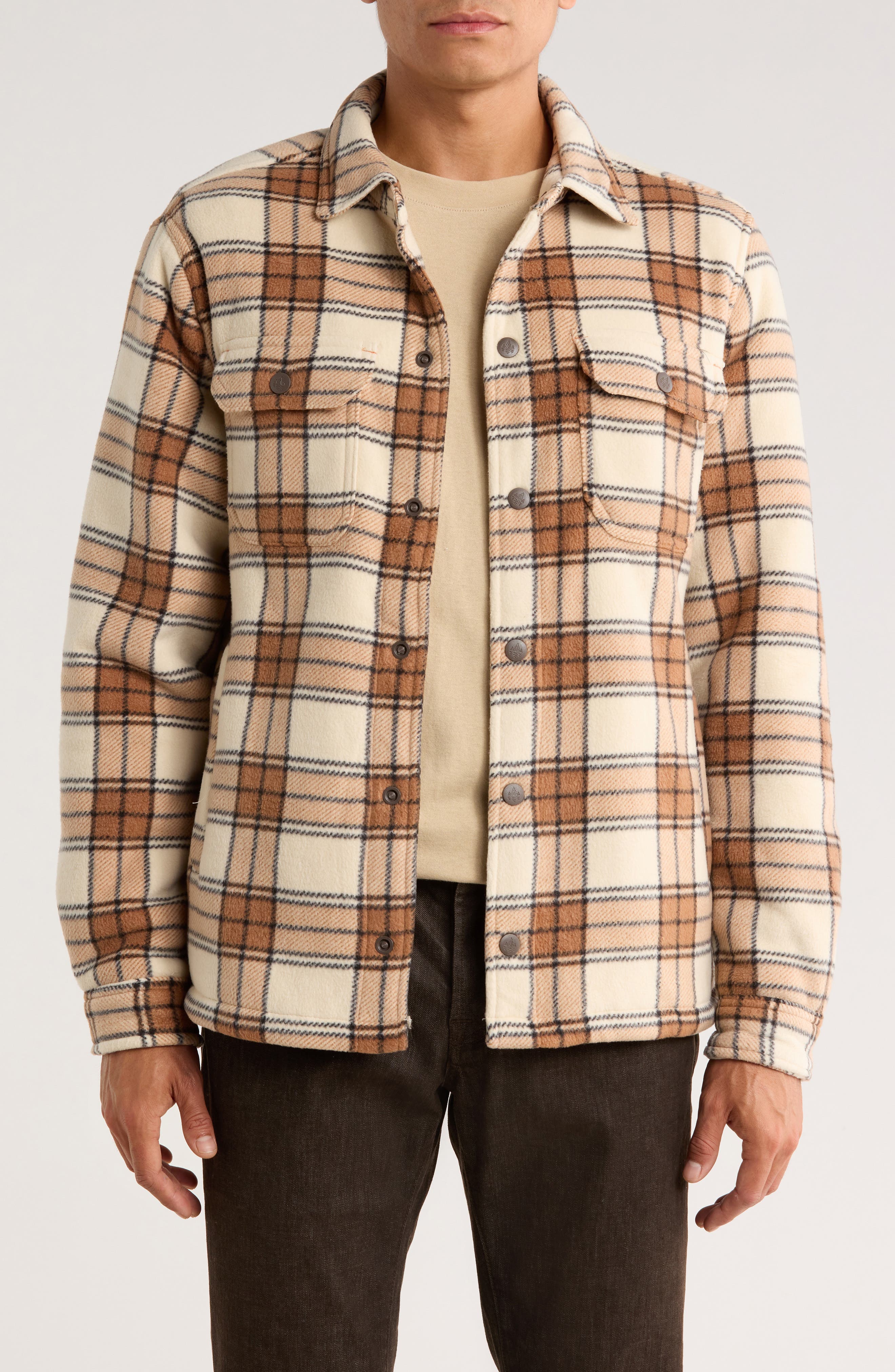 Edgewood Plaid Bonded Fleece & Faux Shearling Jacket