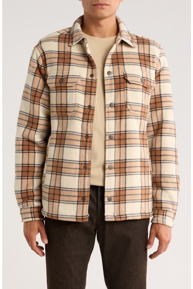 Edgewood Plaid Bonded Fleece & Faux Shearling Jacket, Main, color, BROWN PLAID CHECK