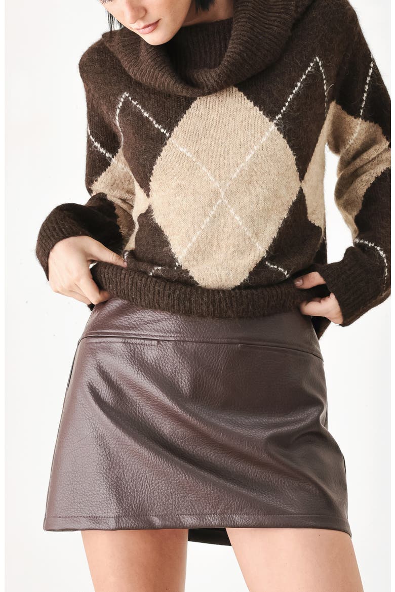 Argyle Cowl Neck Sweater, Alternate, color, BROWN